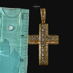 Iced Out Sides Princess Cut Cross Pendant