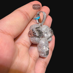 Speak No Evil 3 Skulls Moissanite Pendant