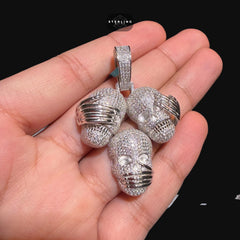 Speak No Evil 3 Skulls Moissanite Pendant
