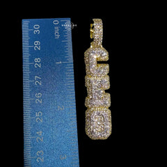 Gold Iced Out Vertical CEO Pendant