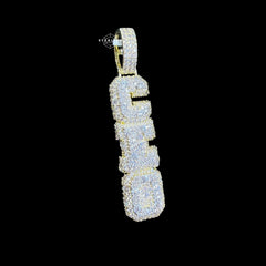 Gold Iced Out Vertical CEO Pendant