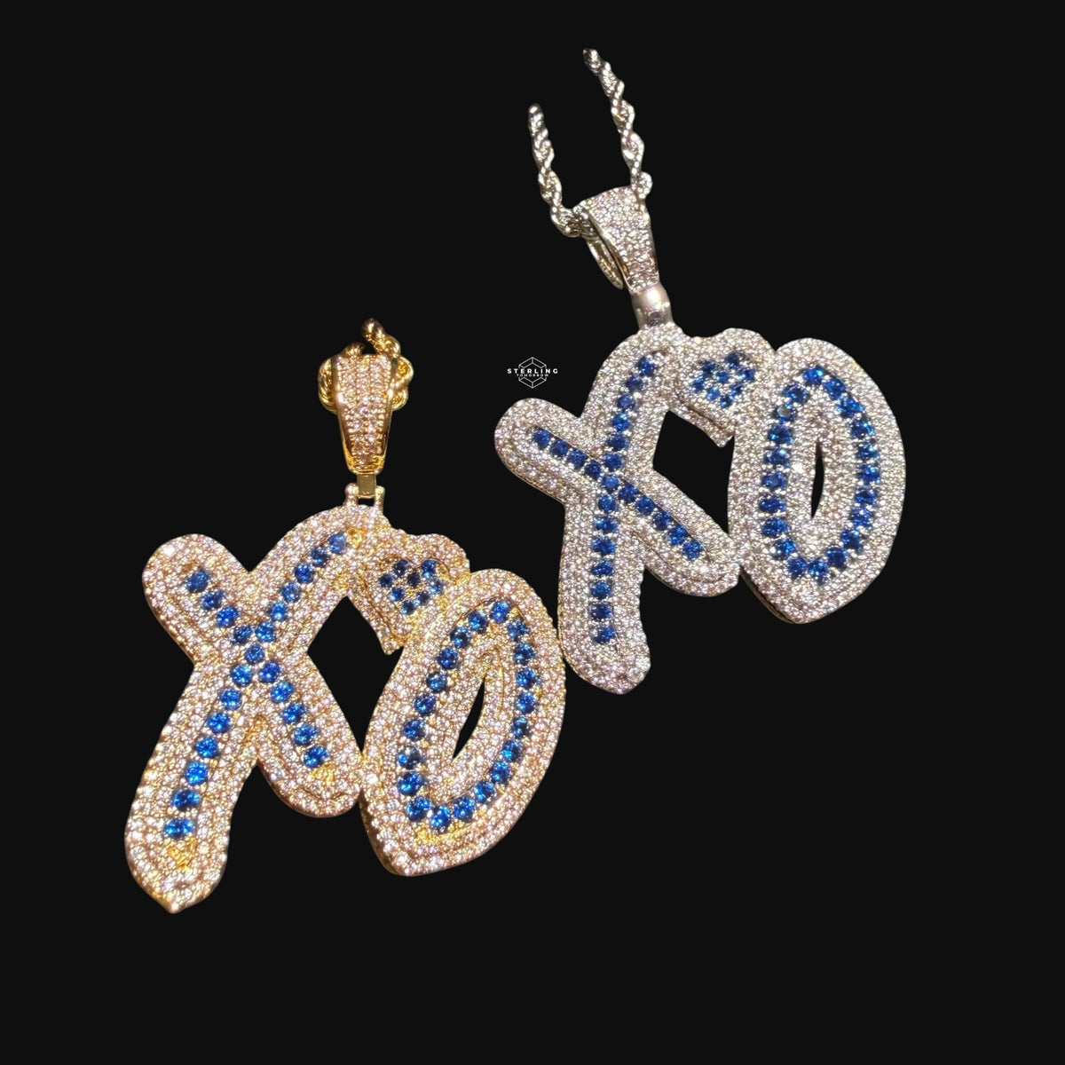 XO Iced Out Pendant + AntiTarnish Steel Rope Chain