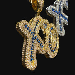 XO Iced Out Pendant + AntiTarnish Steel Rope Chain