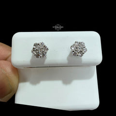 Lab Grown Diamond Stud Earrings, 6mm Star Flower Earrings, 925 Sterling Silver, .5ctw VS Diamond Floral Studs