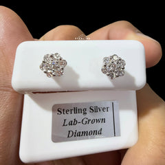Lab Grown Diamond Stud Earrings, 6mm Star Flower Earrings, 925 Sterling Silver, .5ctw VS Diamond Floral Studs
