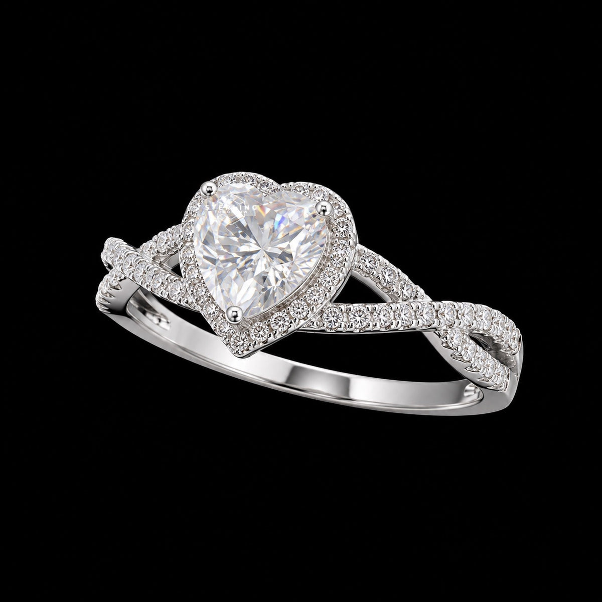 2.5 CTW Heart Cut Moissanite Infinity Engagement Ring 925 Sterling Silver