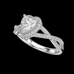 2.5 CTW Heart Cut Moissanite Infinity Engagement Ring 925 Sterling Silver