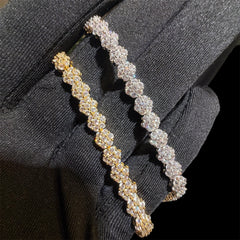 5mm Flower Honeycomb 14k Gold Finish Bracelet