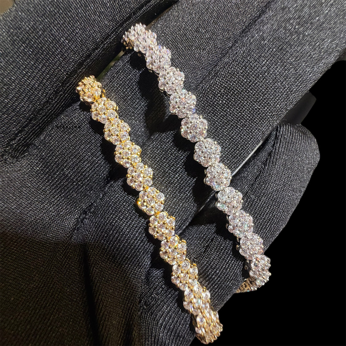 5mm Flower Honeycomb 14k Gold Finish Bracelet