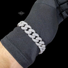 12mm Moissanite Upside Down Set Cuban Bracelet