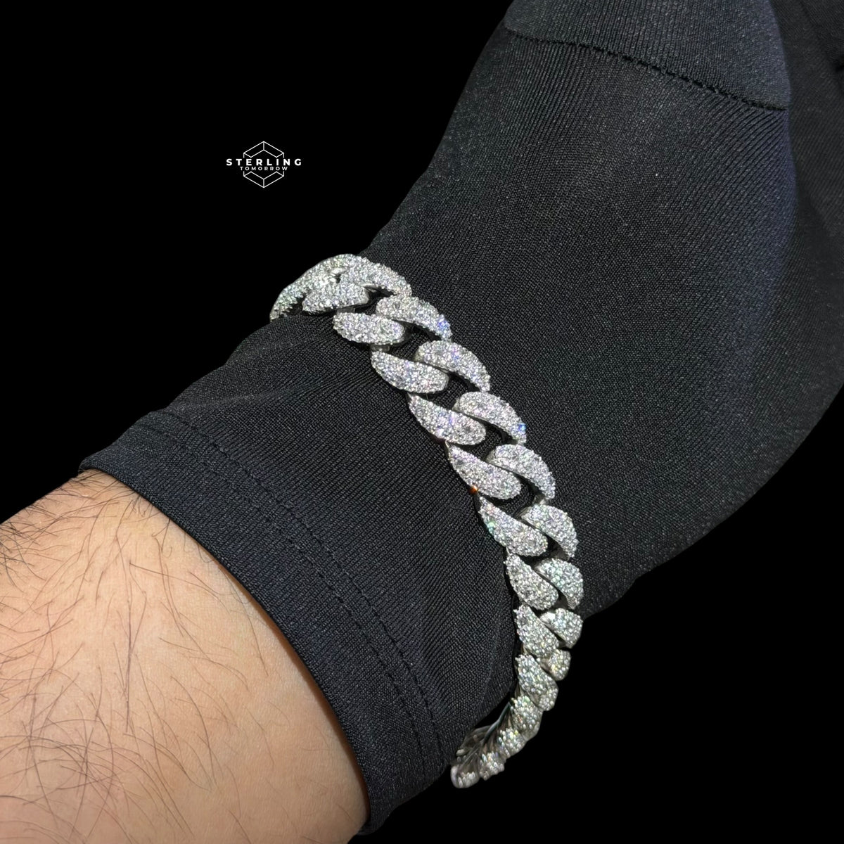 12mm Moissanite Upside Down Set Cuban Bracelet