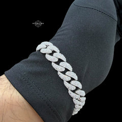 12mm Moissanite Upside Down Set Cuban Bracelet