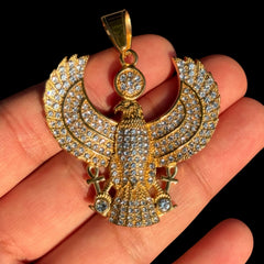 Gold Eagle Pendant Necklace, Stainless Steel Necklace for Men, CZ Eagle Pendant, 14K Gold PVD 316L Waterproof Necklace, Gift for Him