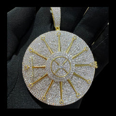Mens 14K Gold Plated CZ Iced Out Money Locket Pendant Opens Up Rope Chain