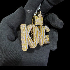 Large Gold Iced Out King Pendant