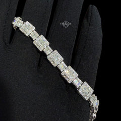 Moissanite Square Baguette Bracelet 8mm 8"