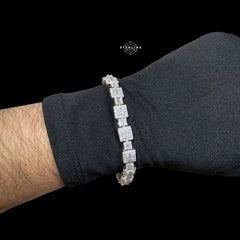 Moissanite Square Baguette Bracelet 8mm 8"