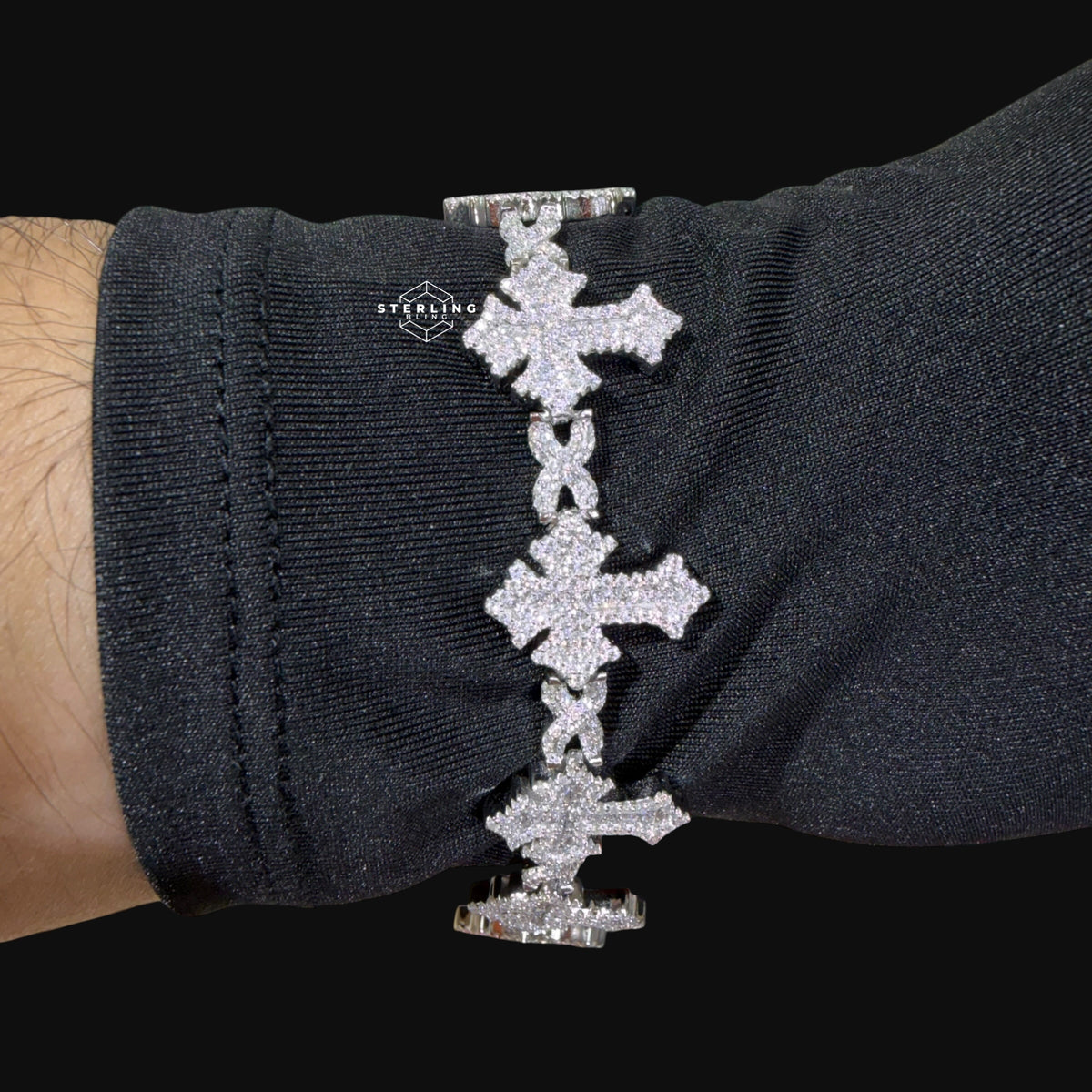 Moissanite Cross Infinity Bracelet - 18mm 8"