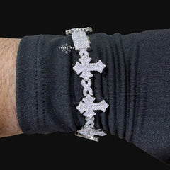 Moissanite Cross Infinity Bracelet - 18mm 8"