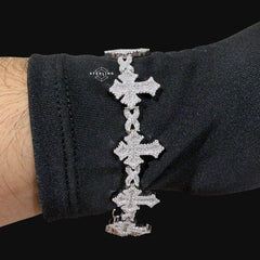 Moissanite Cross Infinity Bracelet - 18mm 8"