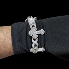 Moissanite Cross Infinity Bracelet 25mm 8.5"