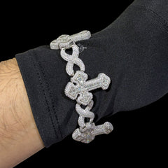 Moissanite Cross Infinity Bracelet 25mm 8.5"