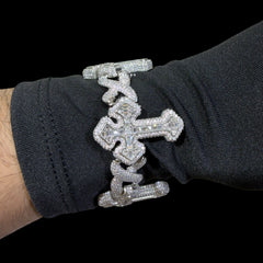 Moissanite Cross Infinity Bracelet 25mm 8.5"