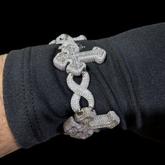 Moissanite Cross Infinity Bracelet 25mm 8.5"