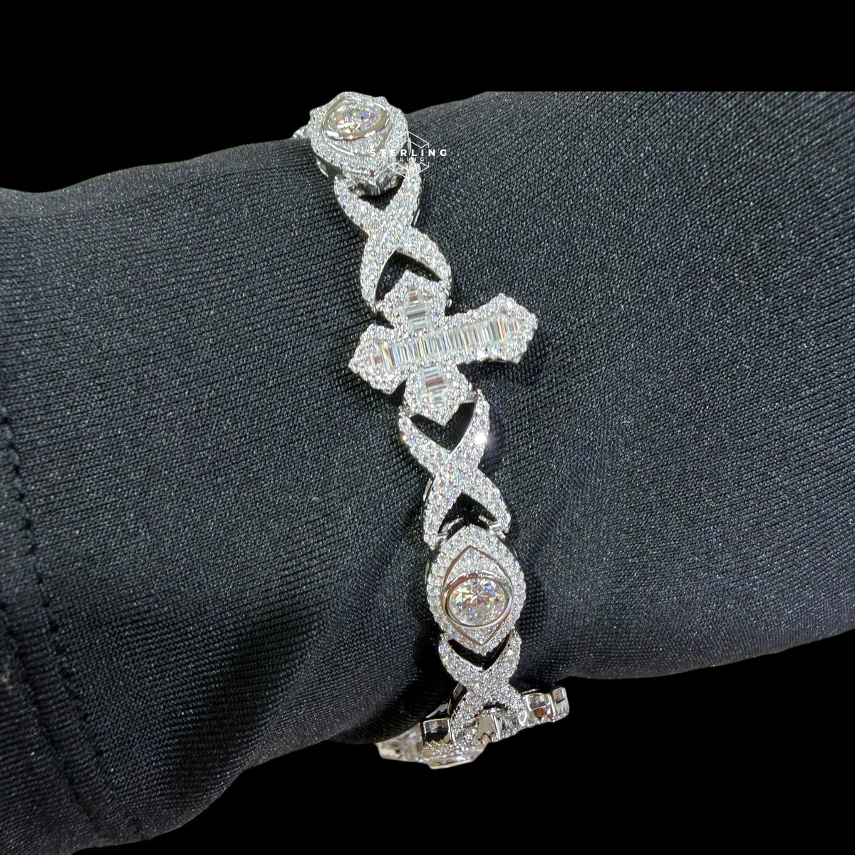 Moissanite Marquis Eye Cross Infinity Bracelet - 8.5"