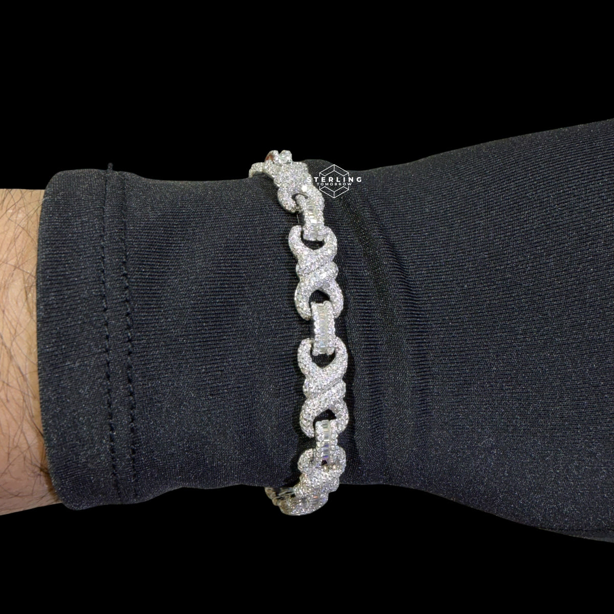 Mens Moissanite Infinity Bracelet 8.5mm 8"