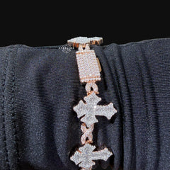Moissanite Rose Two Tone Cross Infinity Bracelet 18mm 8"