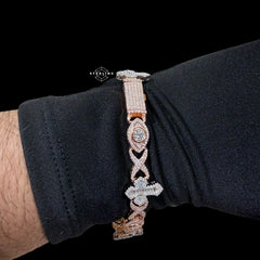 Moissanite Evil Eye Cross Infinity Bracelet - Rose Gold - 8.5"