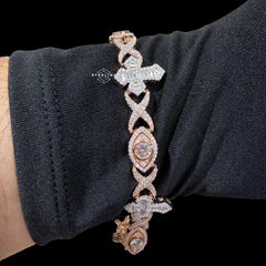 Moissanite Evil Eye Cross Infinity Bracelet - Rose Gold - 8.5"