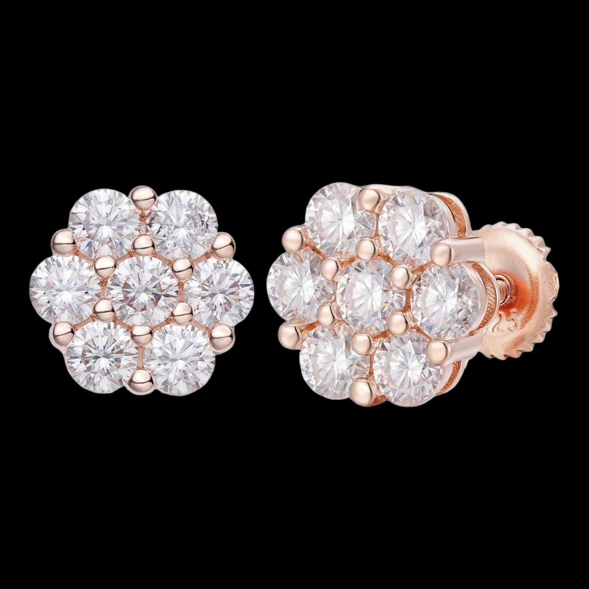 9mm Rose Moissanite Daisy Earrings