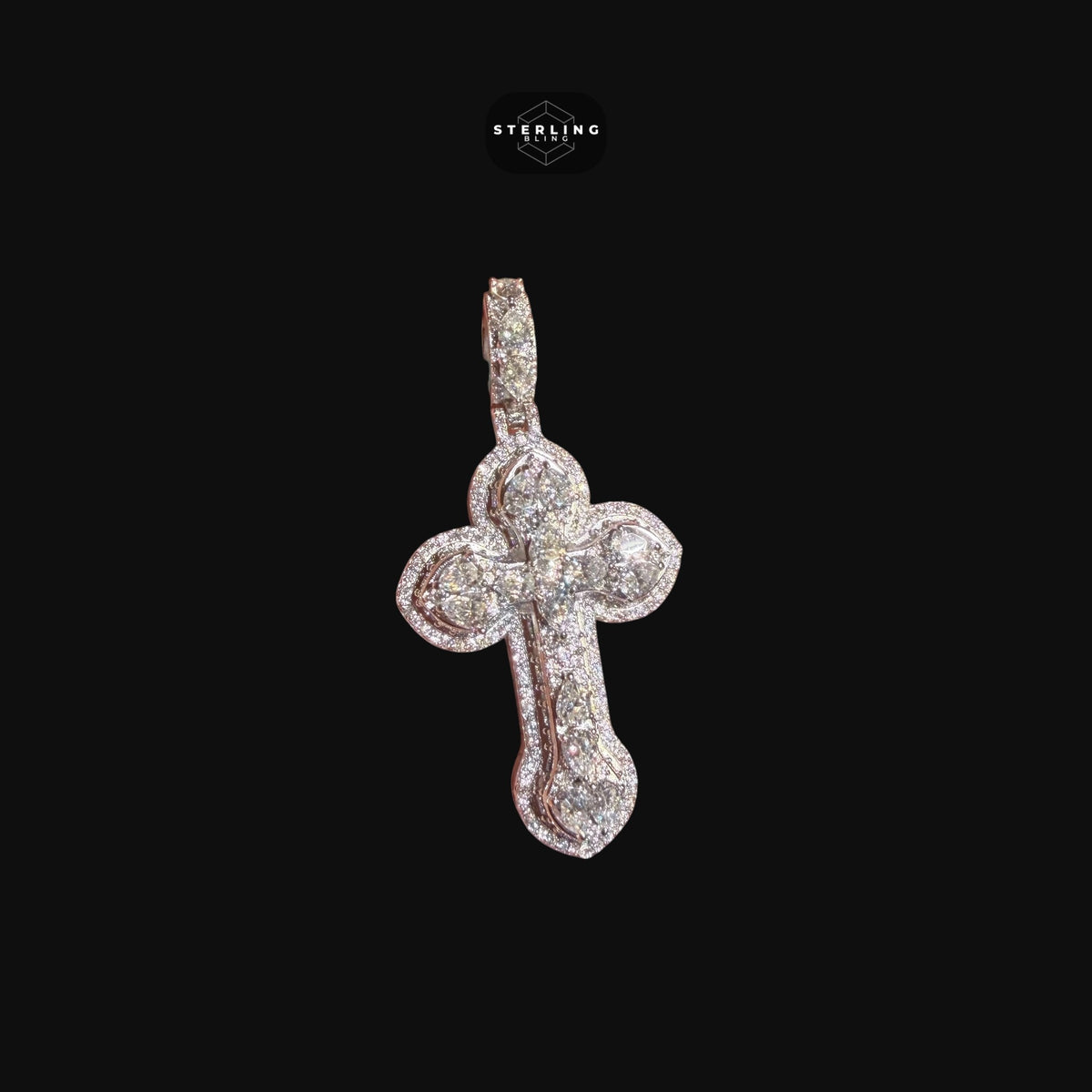 Moissanite Small Pear Cut Cross Pendant