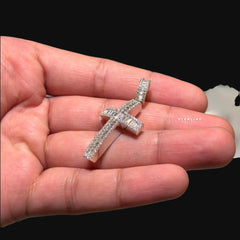 Moissanite Baguette Cross Pendant