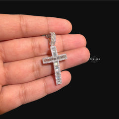Moissanite Baguette Cross Pendant