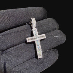 Moissanite Baguette Cross Pendant