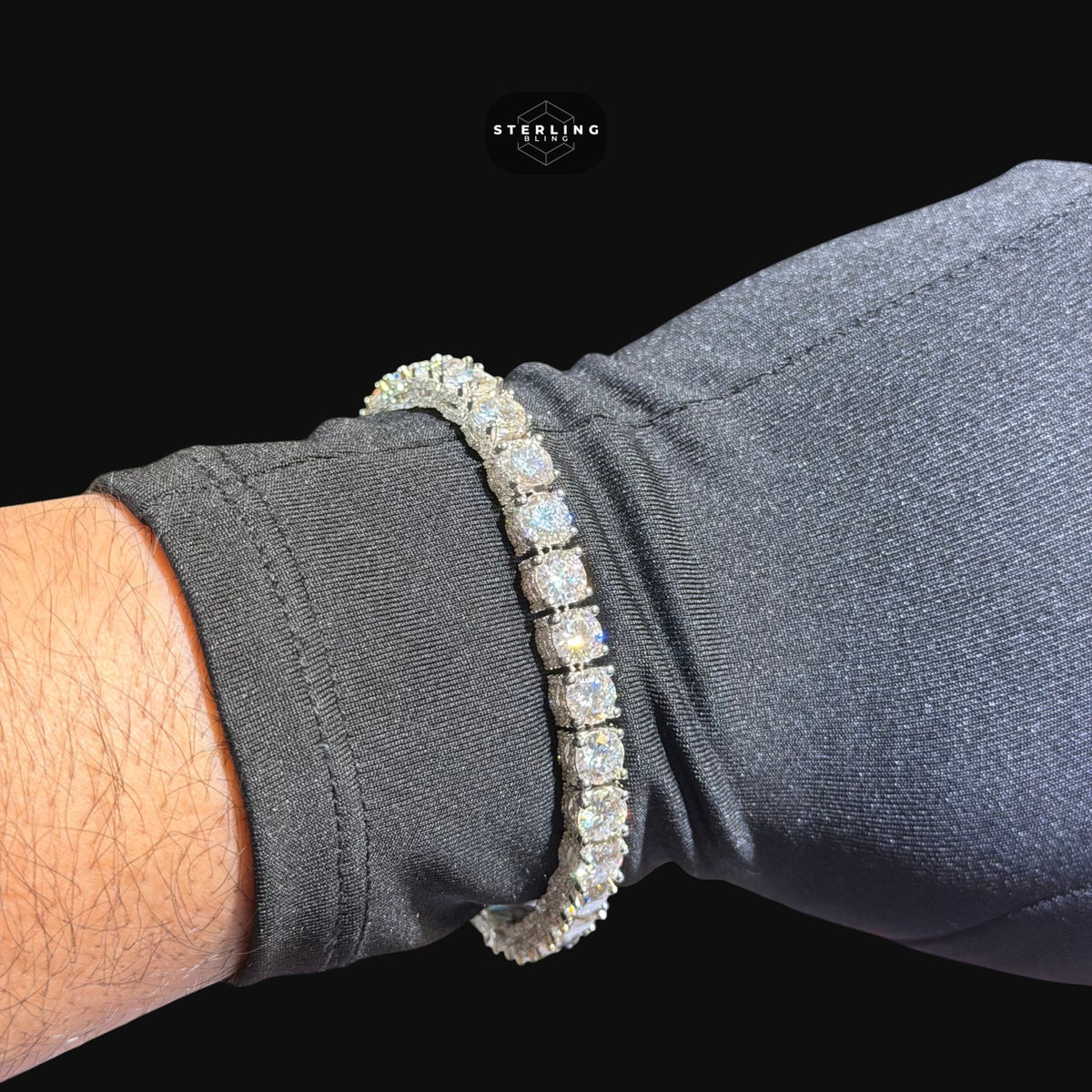 Moissanite Iced Sides Tennis Bracelet - 6.7mm 8"