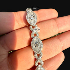 Moissanite Marquis Evil Eye Infinity Bracelet 6mm 8"