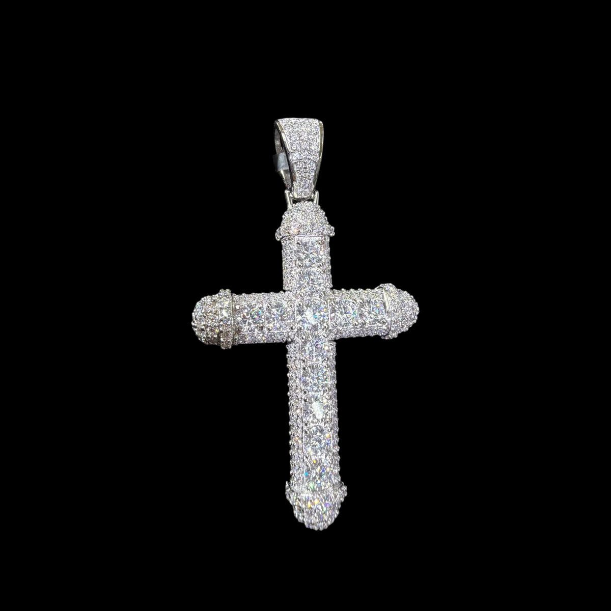 Moissanite Iced Out Cross Pendant, 925 Silver Hip Hop Cross Necklace