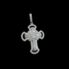 Moissanite Baguette Cross Pendant