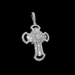 Moissanite Baguette Cross Pendant