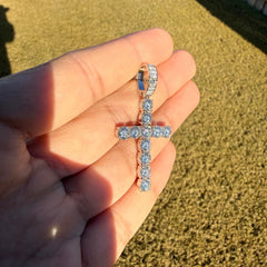 Moissanite 2" Tennis Cross Pendant