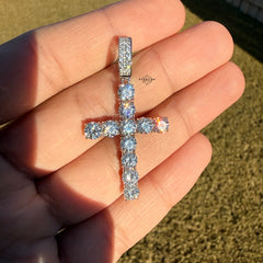 Moissanite 2" Tennis Cross Pendant