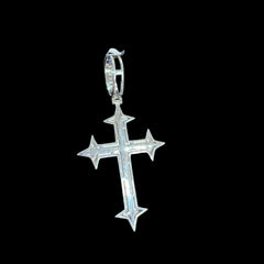 Moissanite Cross Pendant Iced Out w/Rope Chain