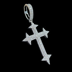Moissanite Cross Pendant Iced Out w/Rope Chain