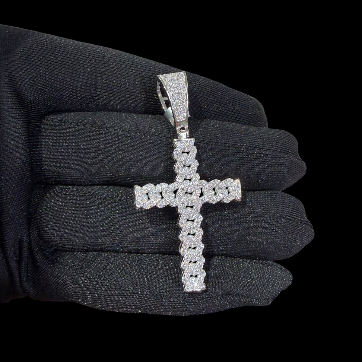 Moissanite Cuban-Link Cross