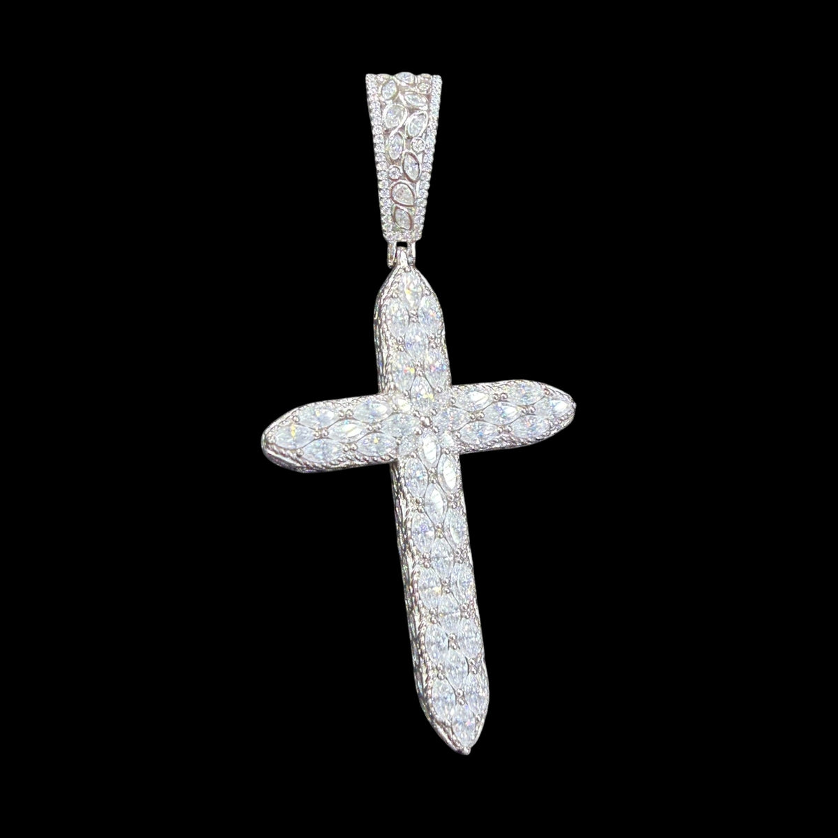 Moissanite Pear Cut Cross Pendant