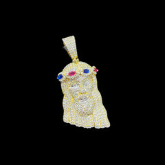 Moissanite Jesus 14k Gold Over Silver Color Crown Pendant